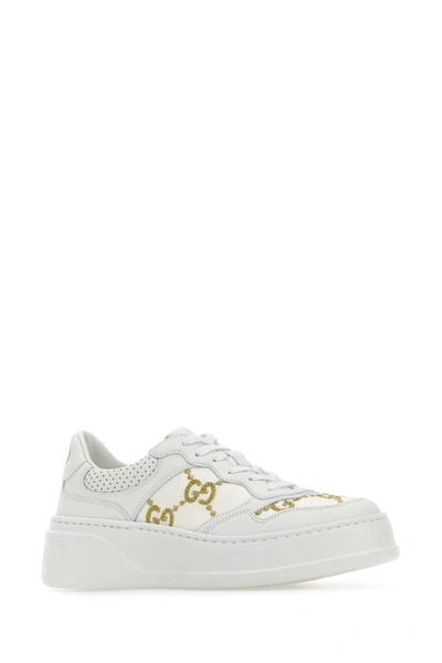 Gucci Gg Panelled Leather Sneakers In White