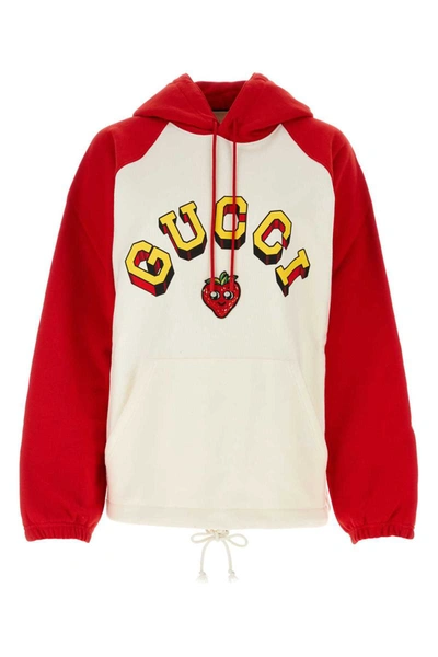 Gucci Two-tone Cotton Oversize Sweatshirt In White