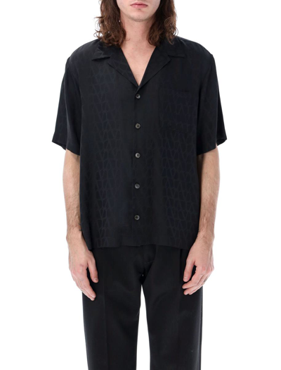Shop Valentino Garavani Toile Iconographe Bowling Shirt In Black