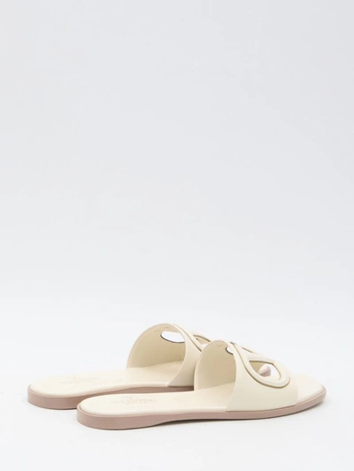 Shop Valentino Vlogo Slide Sandals In Cream