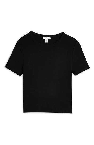 Shop Topshop Everyday Cotton Crewneck Crop T-shirt In Onyx