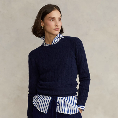 Shop Ralph Lauren Cable-knit Cashmere Sweater In Hunter Navy Old