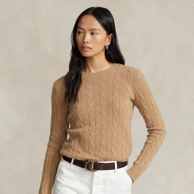 Shop Ralph Lauren Cable-knit Cashmere Sweater In Collectioncamelmelangeold