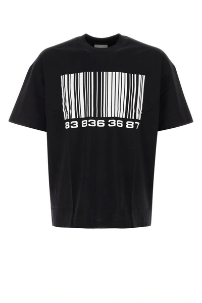 Shop Vtmnts Man Black Cotton Oversize T-shirt