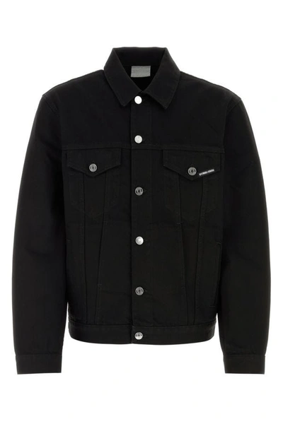 Shop Vtmnts Man Black Denim Paris Jacket