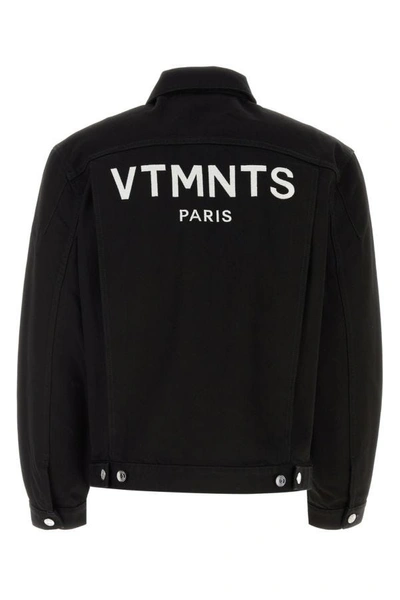 Shop Vtmnts Man Black Denim Paris Jacket