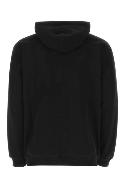 Shop Vtmnts Man Black Stretch Cotton Sweatshirt
