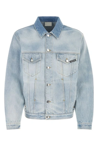 Shop Vtmnts Man Light-blue Denim Paris Jacket
