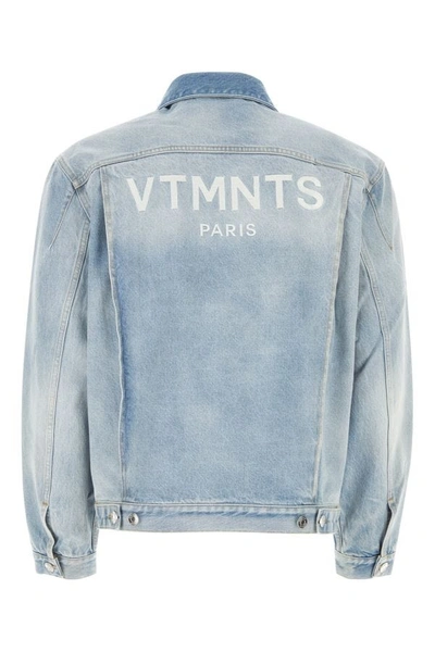 Shop Vtmnts Man Light-blue Denim Paris Jacket