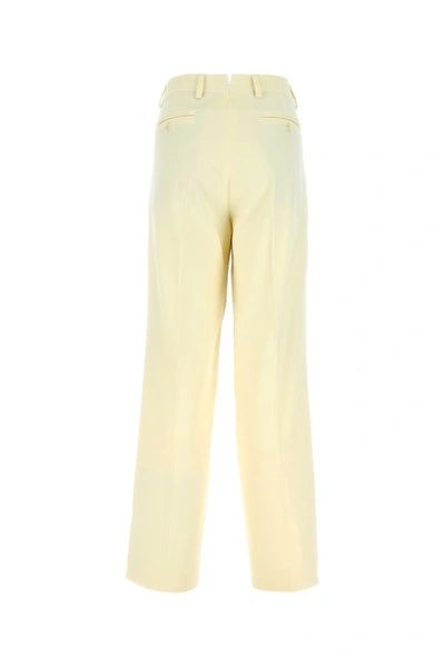 Shop Vtmnts Woman Ivory Stretch Wool Pant In Yellow