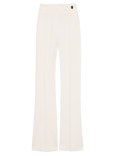Shop Callas Milano Women's Lola High Density Crepe Stretch Cropped Flare Trousers In White