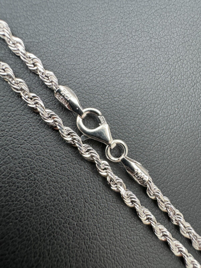 Pre-owned Harlembling Solid 14k White Gold Men's Women's Real Rope Chain Necklace 1.5mm-4mm