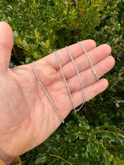 Pre-owned Harlembling Solid 14k White Gold Men's Women's Real Rope Chain Necklace 1.5mm-4mm