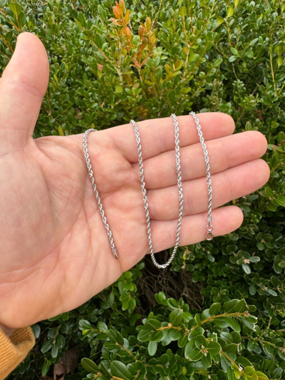 Pre-owned Harlembling Solid 14k White Gold Men's Women's Real Rope Chain Necklace 1.5mm-4mm