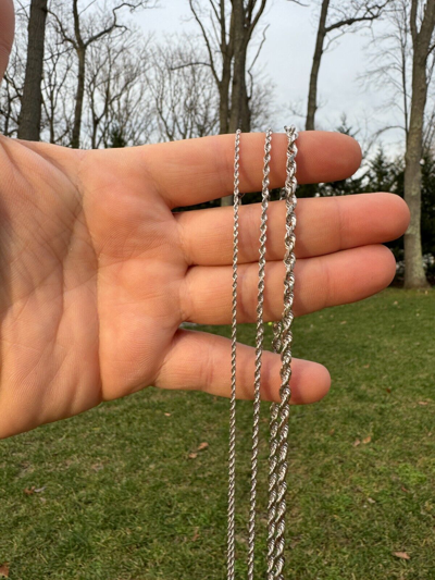 Pre-owned Harlembling Solid 14k White Gold Men's Women's Real Rope Chain Necklace 1.5mm-4mm