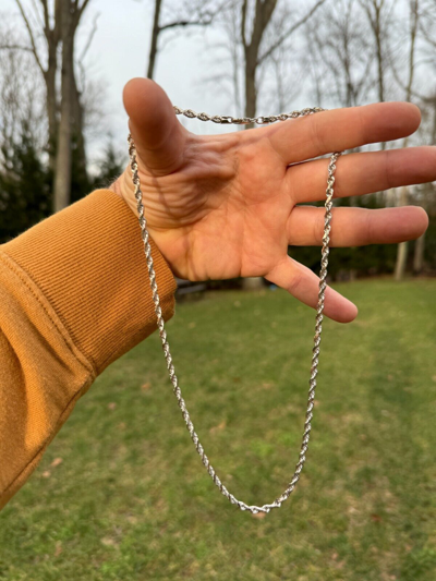 Pre-owned Harlembling Solid 14k White Gold Men's Women's Real Rope Chain Necklace 1.5mm-4mm