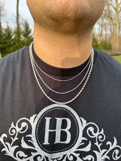 Pre-owned Harlembling Solid 14k White Gold Men's Women's Real Rope Chain Necklace 1.5mm-4mm