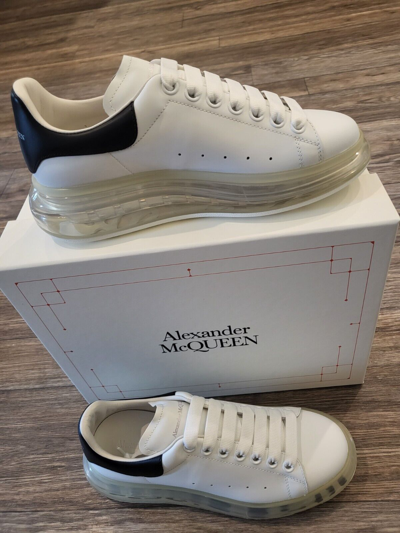 Pre-owned Alexander Mcqueen Womens Clear Sole Sneakers. White/black Size Eu 38 Us 8