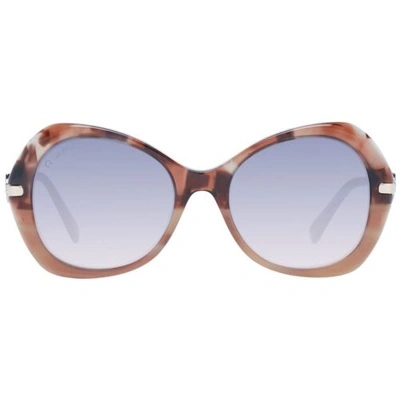 Pre-owned Omega Om-1047138 Women Brown Blue Sunglasses Plastic Gradient Butterfly Eyewear In Gray