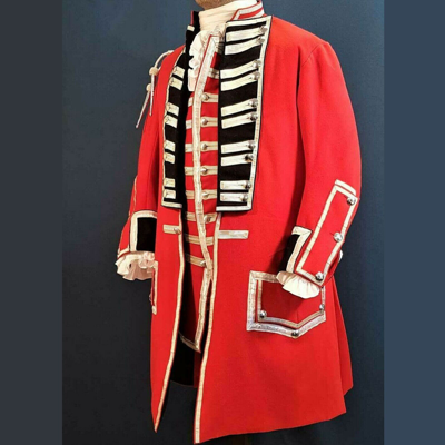 Pre-owned Handmade Men Red British 60 Royal Regt Officer Coat, Inner Vest Is Not Included In Price