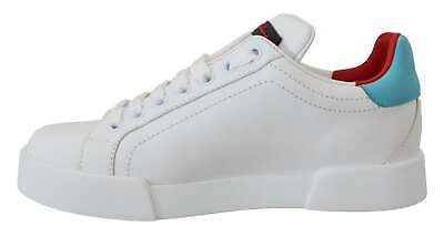Pre-owned Dolce & Gabbana White Leather Sneaker Portofino Logo Heart Shoes