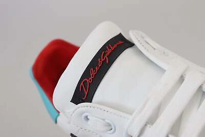 Pre-owned Dolce & Gabbana White Leather Sneaker Portofino Logo Heart Shoes