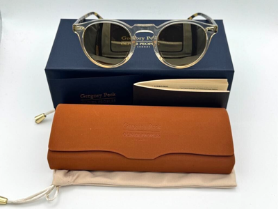 Pre-owned Oliver Peoples Gregory Peck Sun Ov5217s 1485w4 Buff / Dark Tortoise Brown In Brown Mirror Gold