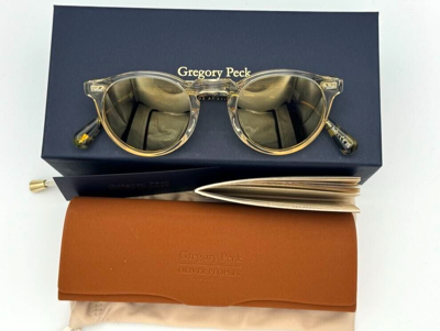 Pre-owned Oliver Peoples Gregory Peck Sun Ov5217s 1485w4 Buff / Dark Tortoise Brown In Brown Mirror Gold