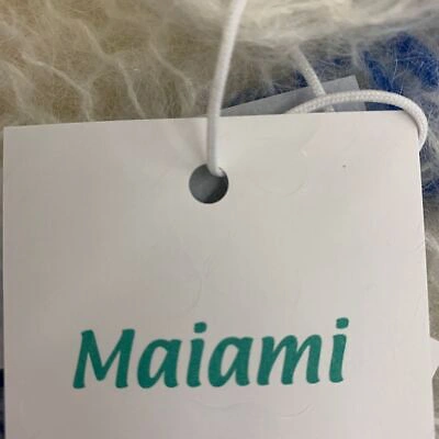 Pre-owned Maiami Mohair Big Sweater Women's Size S/m Breton Stripe Cream/blue In Multicolor