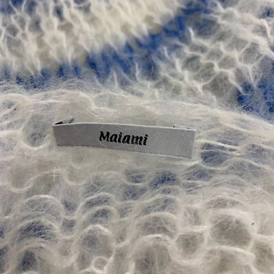 Pre-owned Maiami Mohair Big Sweater Women's Size S/m Breton Stripe Cream/blue In Multicolor