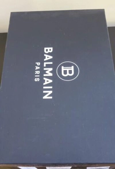 Pre-owned Balmain $895  Men's Black B-it Monogram-printed Leather Slides Sz 8, 10, 11 12 13