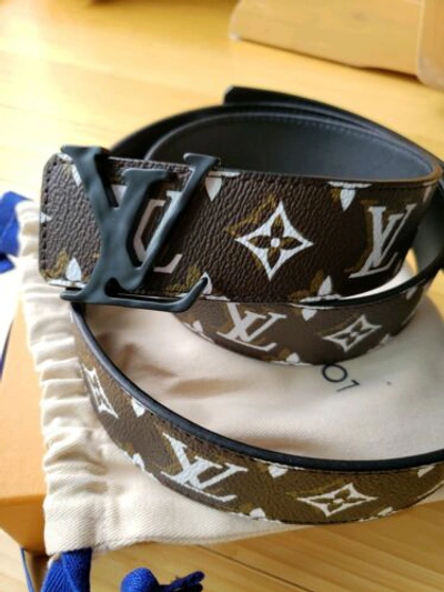 Pre-owned Louis Vuitton Authentic Virgil Abloh 40 Mm Belt Size 100 Limited Edition In Brown & White