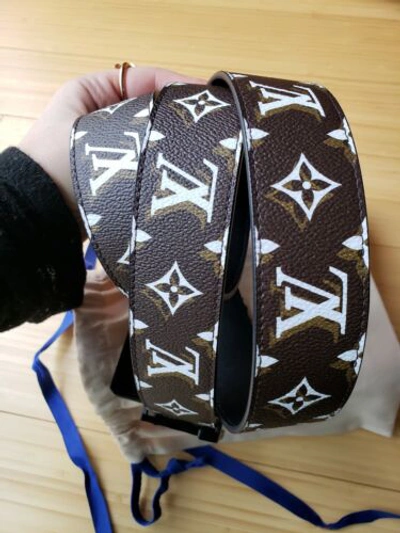 Pre-owned Louis Vuitton Authentic Virgil Abloh 40 Mm Belt Size 100 Limited Edition In Brown & White