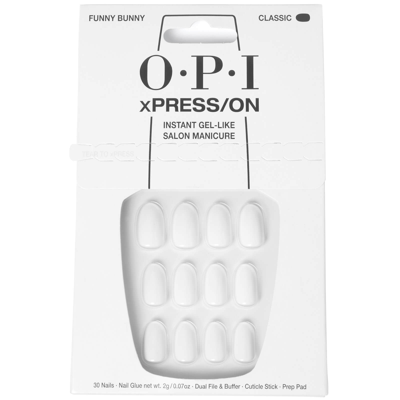 Opi Xpress/on White Press On Nails Gel-like Salon Manicure - Funny Bunny