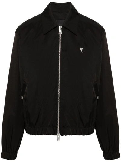 Shop Ami Alexandre Mattiussi Ami De Coeur-appliqué Jacket In Noir
