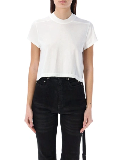 Rick Owens Drkshdw 'small Level T' Cropped Asymmetrical Hem T-shirt In Milk