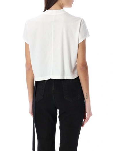 Rick Owens Drkshdw 'small Level T' Cropped Asymmetrical Hem T-shirt In Milk
