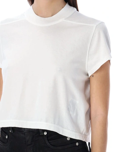Rick Owens Drkshdw 'small Level T' Cropped Asymmetrical Hem T-shirt In Milk