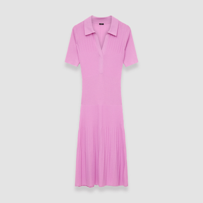 Shop Joseph Fine Merino Rib Dress In Begonia Pink