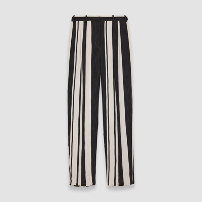 Shop Joseph Stripe Buckley Trousers In Oyster White/black