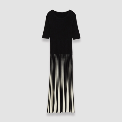 Shop Joseph Stripes Dress In Oyster White/black