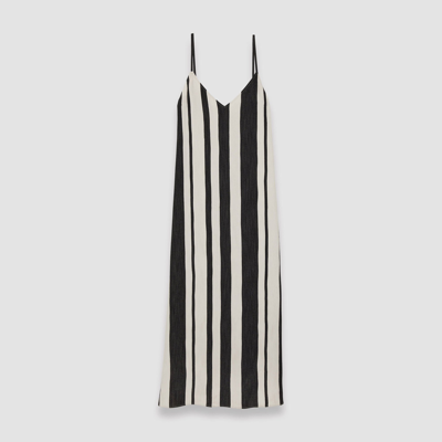 Shop Joseph Stripe Dalou Dress In Oyster White/black