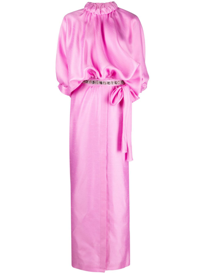 Shop Fendi Pink Crystal Embellished Silk Dress