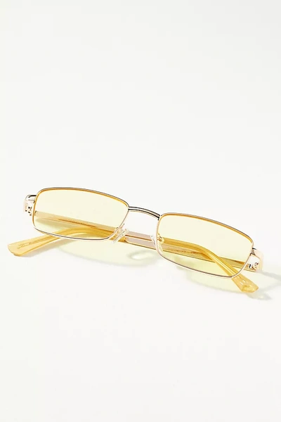 Shop By Anthropologie Yellow-tinted Wire Sunglasses In Gold
