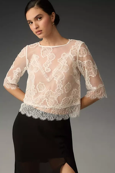 Shop By Anthropologie Lace Illusion Top In White
