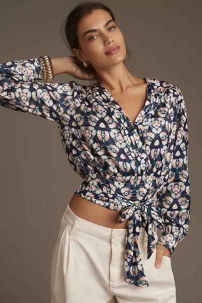Shop Anthropologie By  Tie Blouse In Blue