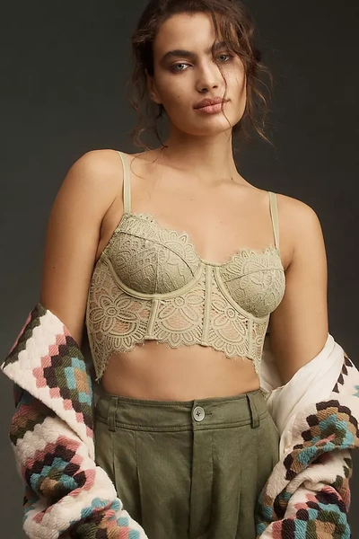 Shop Anthropologie The Giselle Lace Bustier In Green