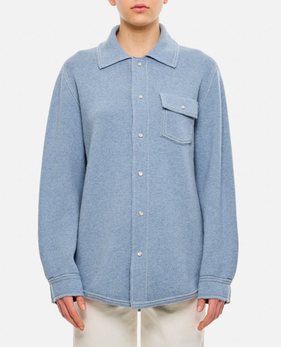 Shop Barrie Cashmere Overshirt In Sky Blue