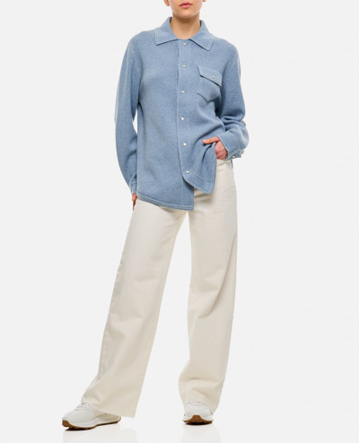 Shop Barrie Cashmere Overshirt In Sky Blue