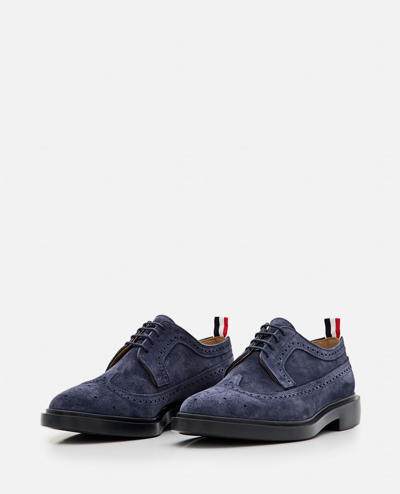 Shop Thom Browne Leather Classic Longwing In Blue